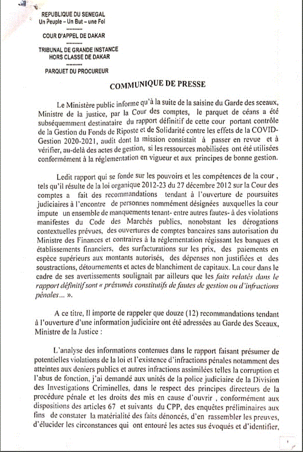 Rapports Cour des Comptes Le Procureur de la République active la