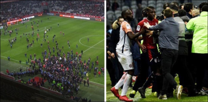 Lille : La pelouse envahie par des supporters qui s'en sont pris aux joueurs