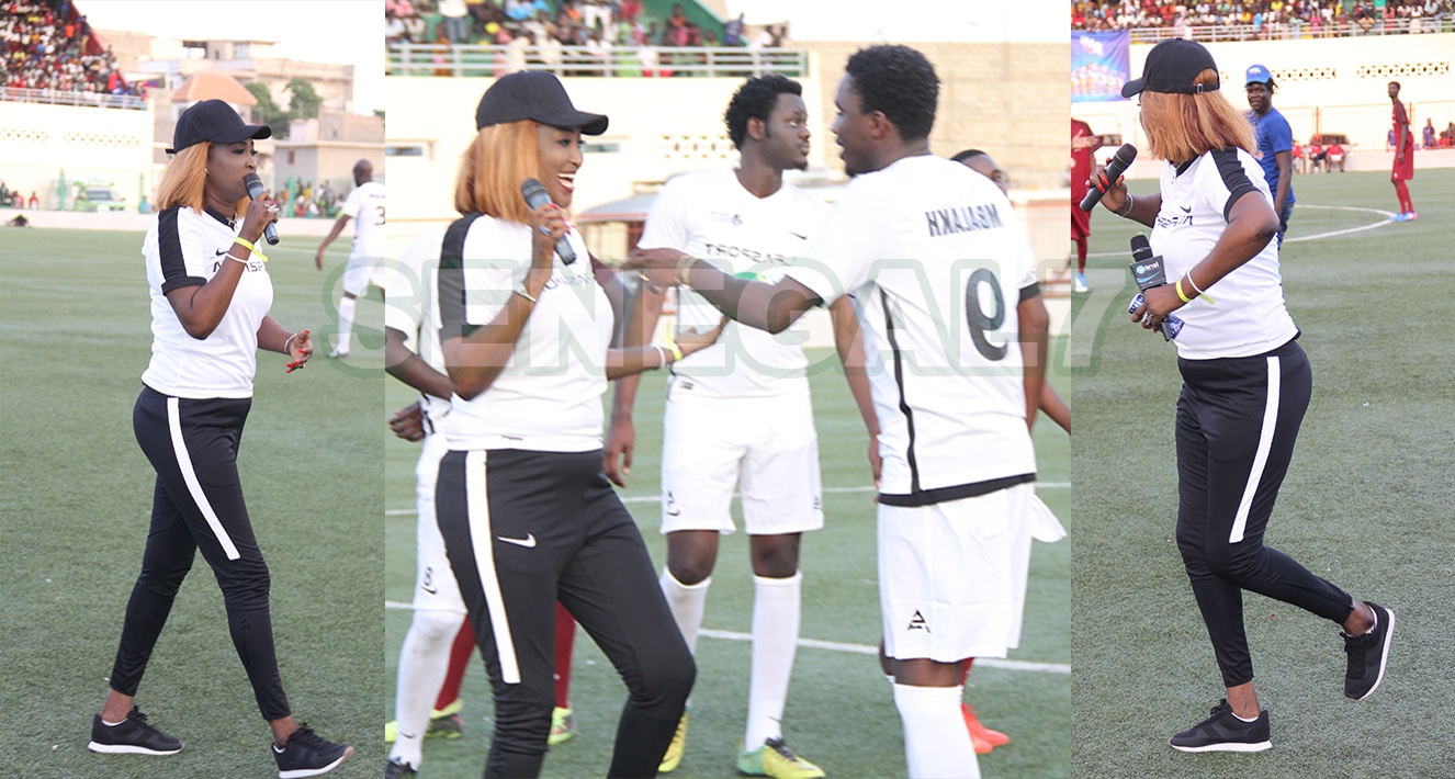 (18 Photos): Yama (SenTv) a échauffé les joueurs avant le match Mbalax man vs Rappeurs