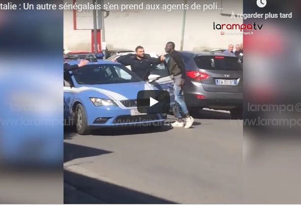 Vidéo-Italie : Un autre sénégalais s’en prend aux agents de police et risque gros !