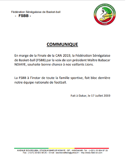 Finale CAN 2019: Le Basket Sénégalais a fond derrière les "Lions"
