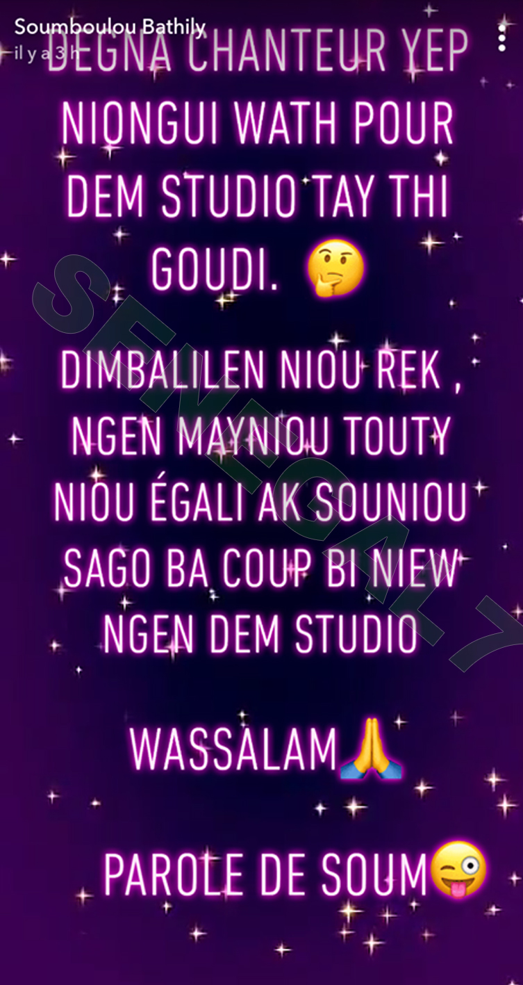 (Photo) CAN 2019: La pique de soumboulou aux chanteurs après la victoire des Lions "Dimbali len niou rek..."