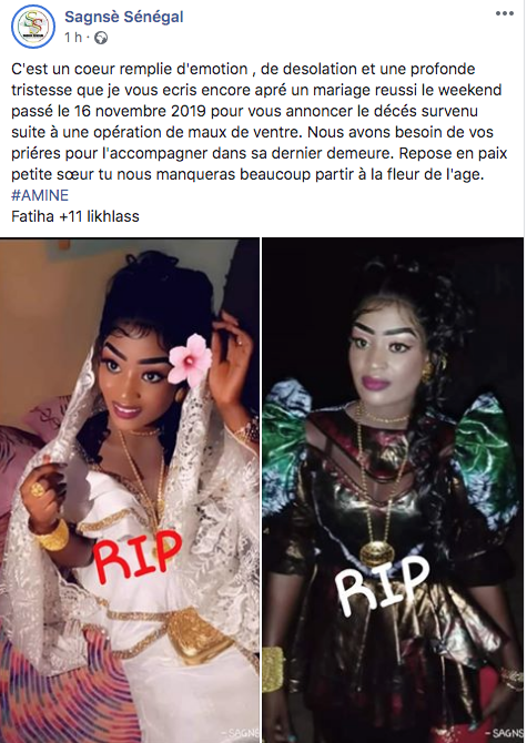 Photos – Nécrologie : Mariée le weekend, cette jeune femme rend finalement l’âme