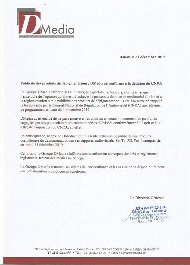 Produits de dépigmentation : DMEDIA met un terme à la publicité