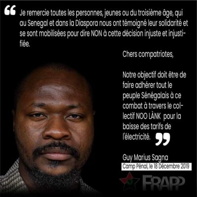 Message de Guy Marius Sagna depuis sa cellule au Camp pénal