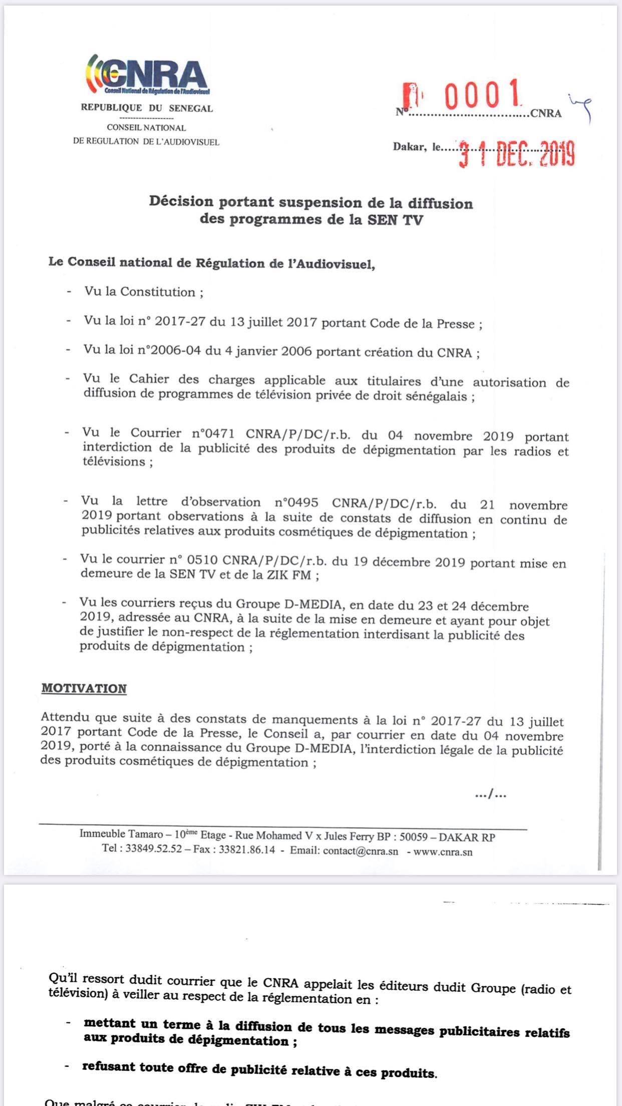 Urgent : Le CNRA censure D-Media a cause de...