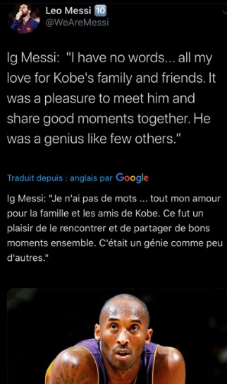 L'hommage de Messi à Kobe Bryant