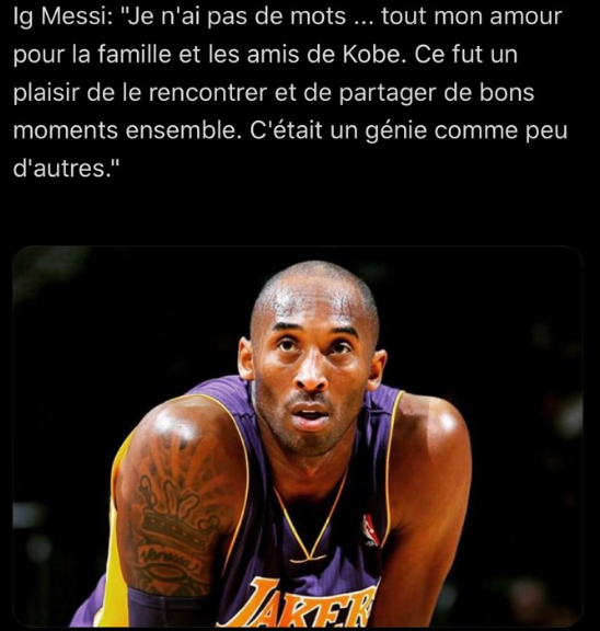 L'hommage de Messi à Kobe Bryant