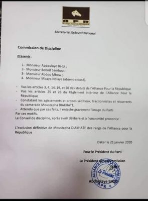 Exclusion de Moustapha Diakhaté : Mame Goor Ngom corrige le texte, truffé de fautes