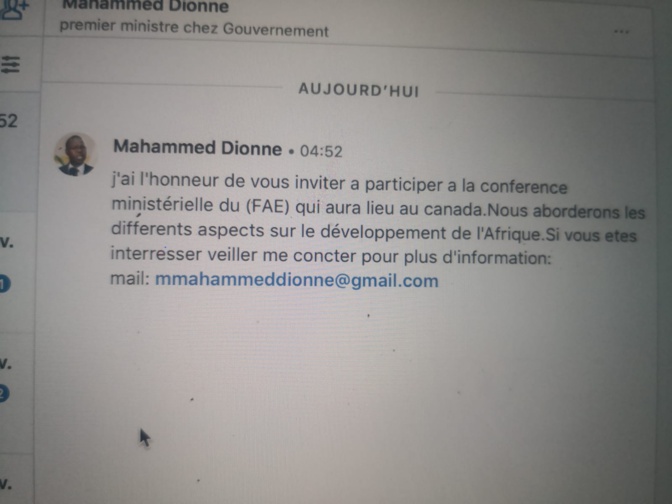 Faux compte de l'ex-Pm sur LinkedIn: Mouhammad B. Abdallah Dionne dégage sa responsabilité