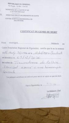 Ziguinchor : On connait les causes de la mort du chauffeur du camion de vidange à Enampore (Document)