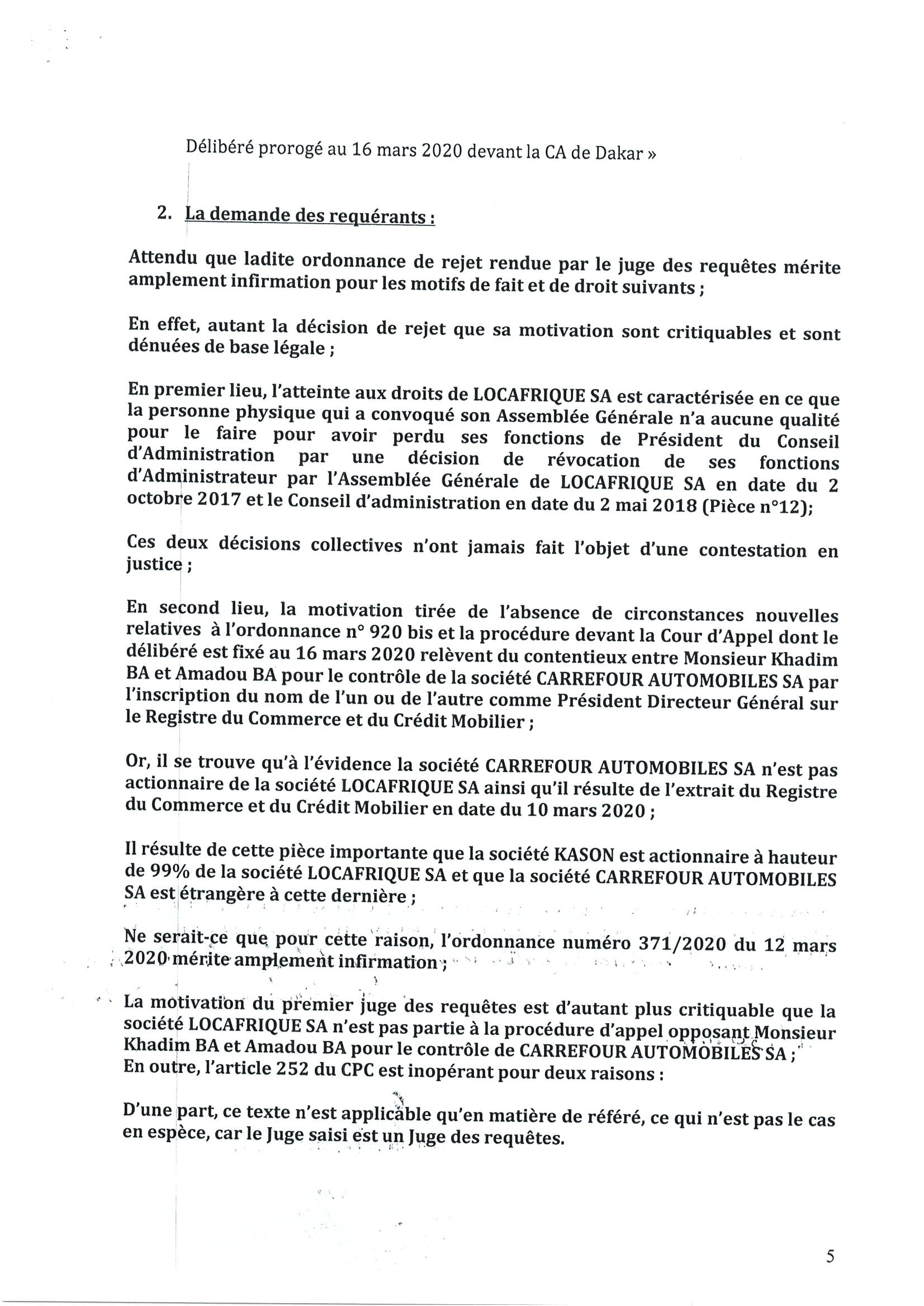 Gros scandale à la Sar entre le Pca, le dg et Amadou Ba (documents)