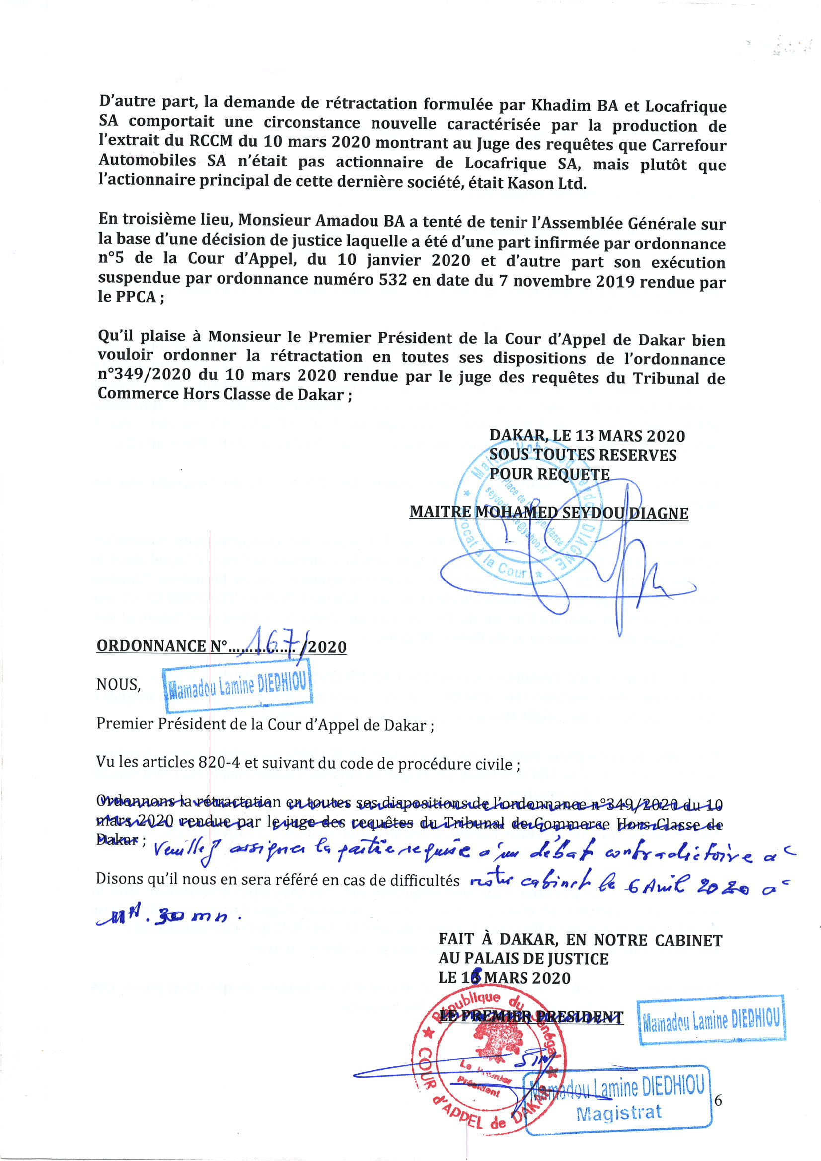 Gros scandale à la Sar entre le Pca, le dg et Amadou Ba (documents)