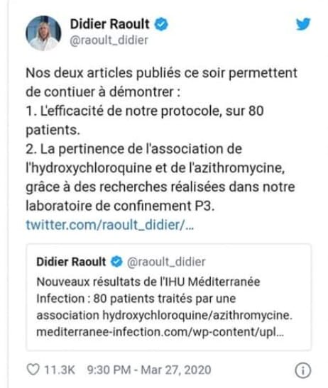 Covid-19 : Ce que disent les nouveaux travaux du professeur Raoult !