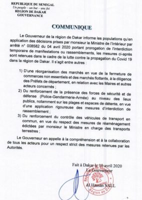 Lutte contre le Covid-19 : Le Gouverneur de Dakar durcit les mesures !