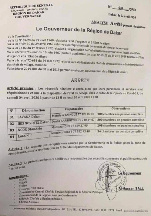 (Photos) Coronavirus : Voici les 4 grands hôtels de Dakar réquisitionnés par l’Etat
