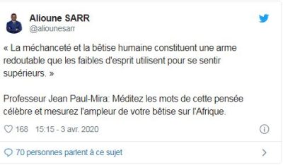 «L’Afrique Cobaye » : Alioune Sarr invite Jean Paul-Mira à ravaler sa "bêtise"