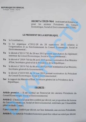 Honorariat ancien président Cese: Yakham Mbaye déchire le décret de Sonko