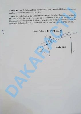 Honorariat ancien président Cese: Yakham Mbaye déchire le décret de Sonko