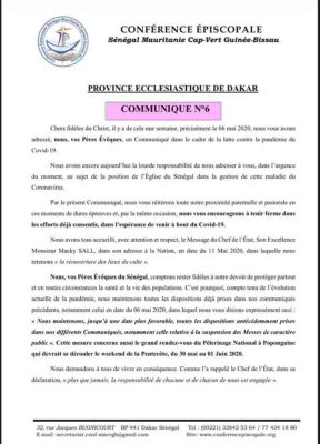 L'Eglise Suspend le pèlerinage de Popenguine et les messes à caractère public !