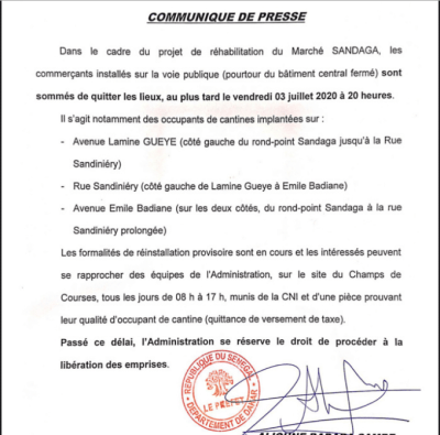 Marché Sandaga : le Préfet somme les commerçants de quitter dès ce vendredi