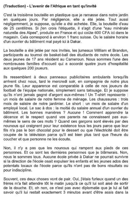 Plénipotentiaire : Des écrits "racistes et néocolonialistes" du mari de l'ambassadeur à l'endroit des Sénégalais