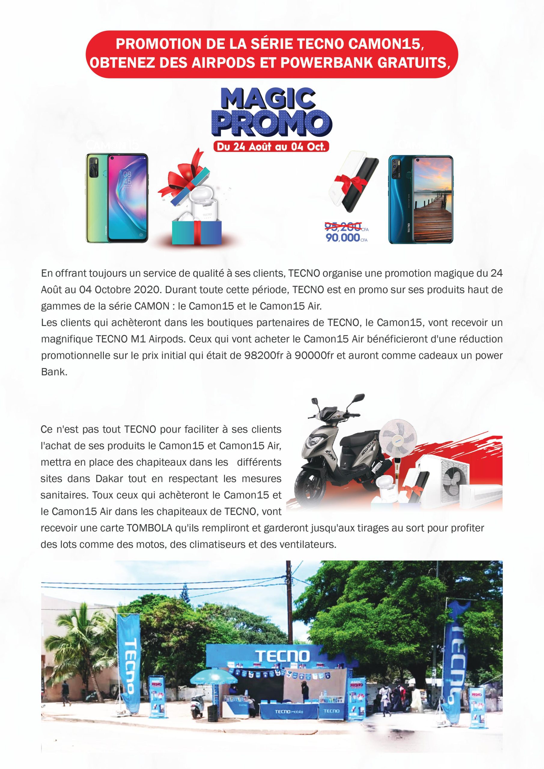 PROMOTION DE LA SÉRIE TECNO CAMON15, OBTENEZ DES AIRPODS ET POWERBANK GRATUITS.
