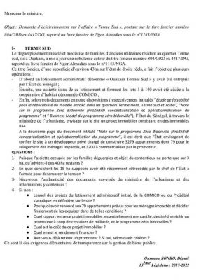 Parlement : Sonko dépose deux questions écrites sur l'affaire "Terme Sud et la cession de biens immobiliers appartenant à l'Etat"