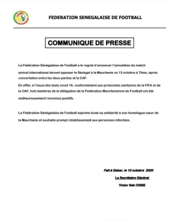 Le match Sénégal-Mauritanie annulé, in extrémis !