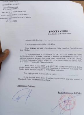 La marche de la Plateforme Doy Na prévue ce samedi est autorisée