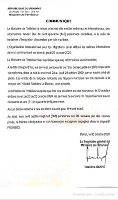 Migration irrégulière : Le ministère de l'intérieur dément les 140 décès annoncés par l'OIM