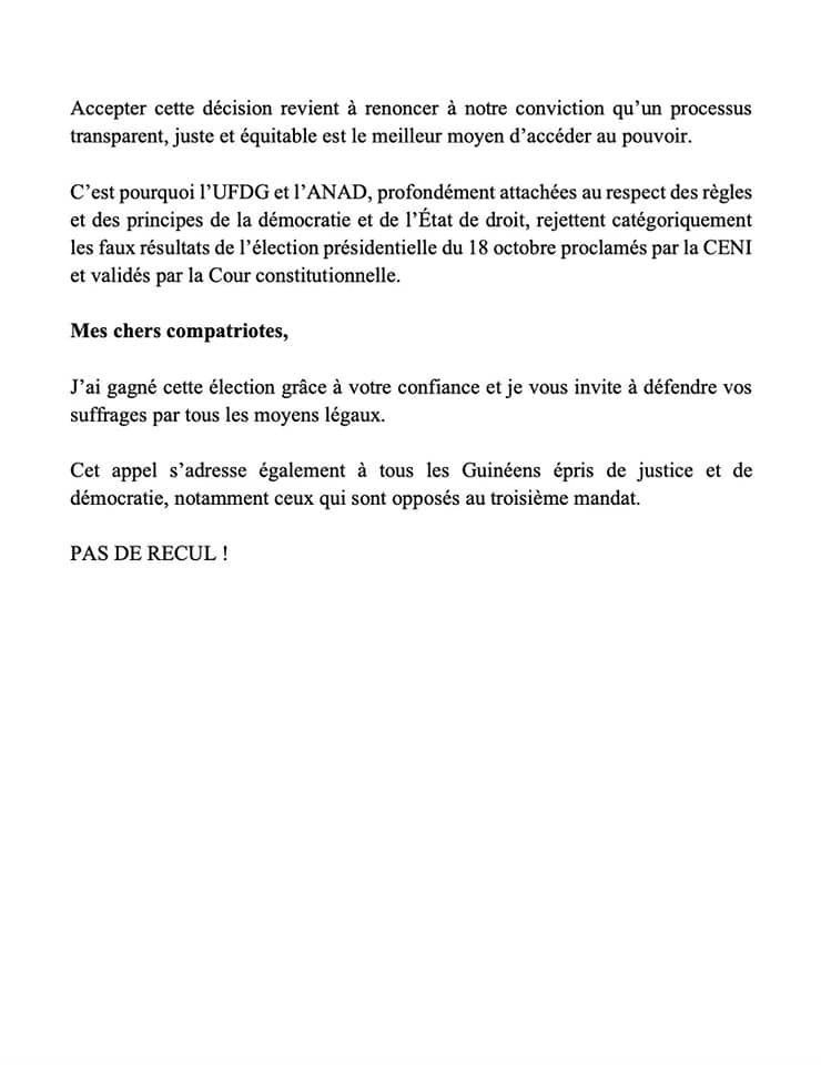 GUINÉE/CELLOU DALEIN DIALLO: "J'ai gagné cette élection..."