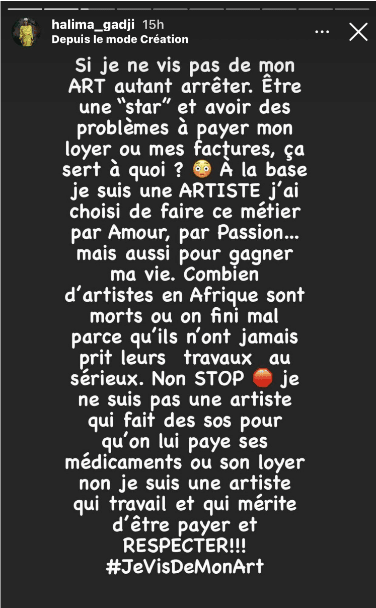 Absence de «MHM» : Halima Gadji s’explique "J’ai choisi de faire ce métier par amour, mais..."