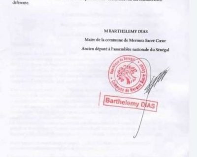 Affaire Ousmane TOUNKARA, Barthélémy DIAS écrit au juge américain