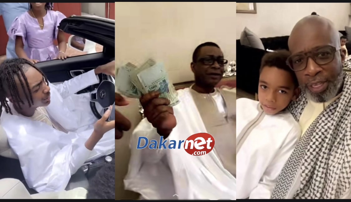 Vidéo: la korité chez Youssou Ndour, Bouba, Nelson et Philippe en ambiance, You donne une liasse de billets