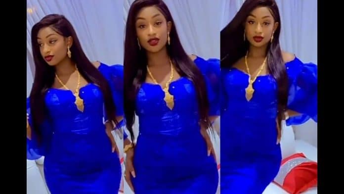(Vidéo) Fatou Mbaye, l’épouse de Kara Mbodj étincelante dans une robe bleue