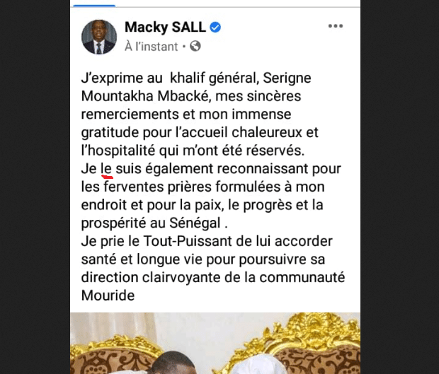 “Je LE suis très reconnaissant” : Macky pas incollable en syntaxe…