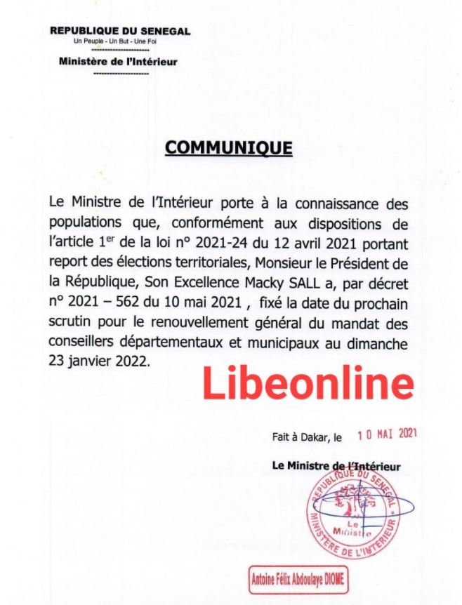 Élections locales : Une nouvelle date a été fixée