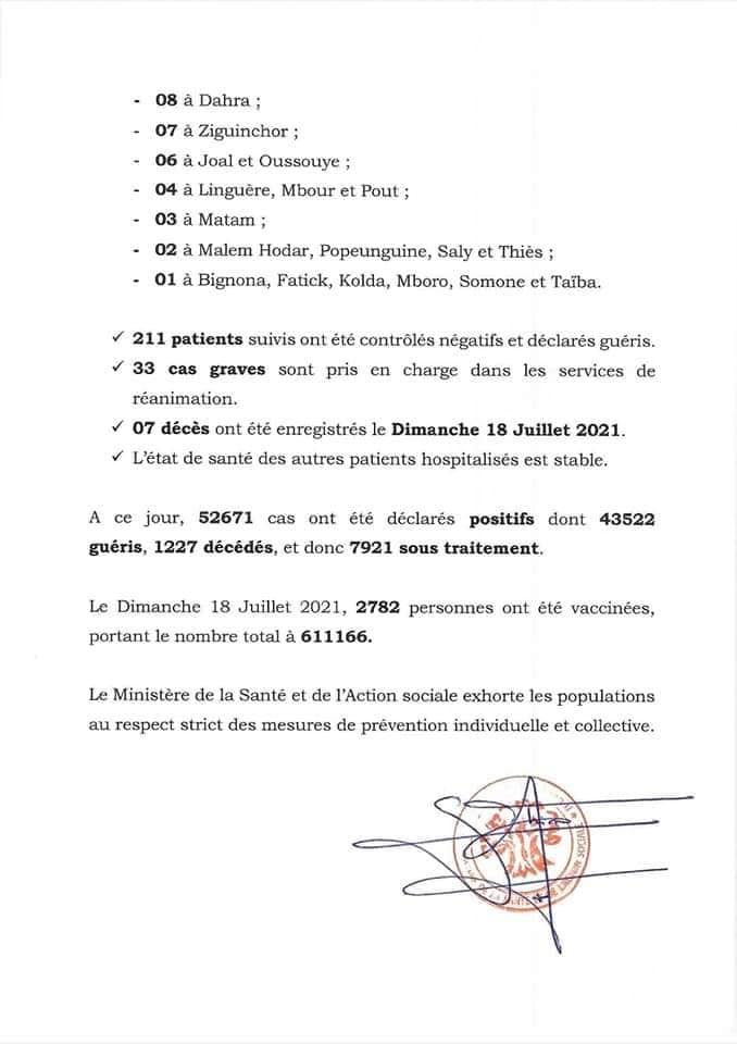Coronavirus : Le Sénégal a enregistré 575 et 7 décès