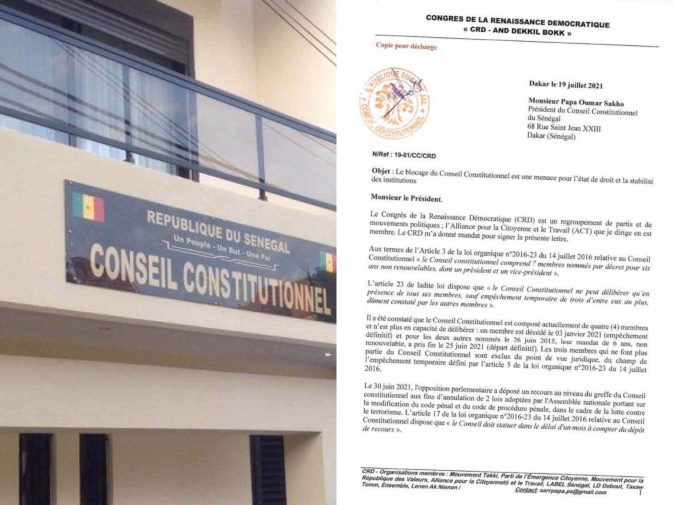 Conseil Constitutionnel bloqué :  "Une menace pour pour l’état de droit...", selon le CRD