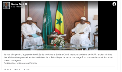 Décès d’ABC : Macky Sall rend hommage à un homme de conviction et un brave compagnon