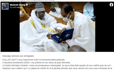 Guéri de la Covid-19 , Madické Niang rend hommage au khalife général des mourides
