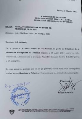 Présidence FSF : Mbaye Diouf Dia retire sa candidature