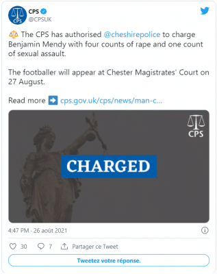 Manchester City : Accusé de viols, Benjamin Mendy placé en détention provisoire