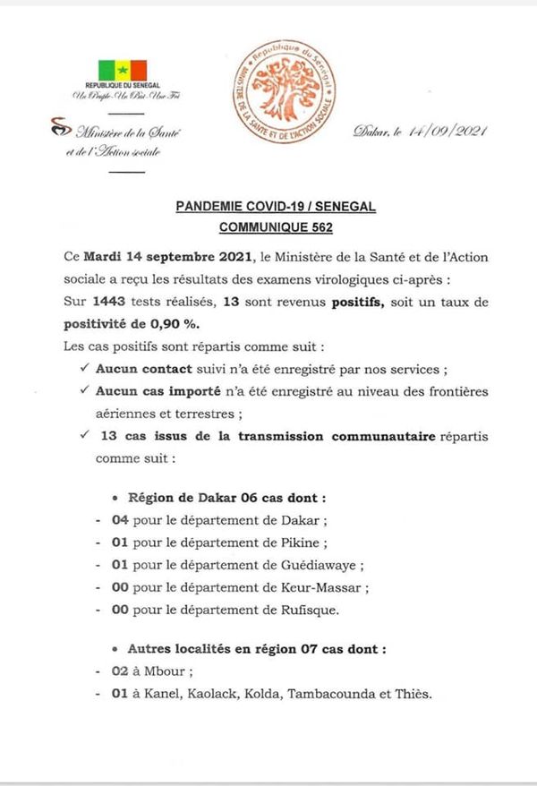 Covid-19 : Le Sénégal enregistre 4 décès et 13 nouveaux cas