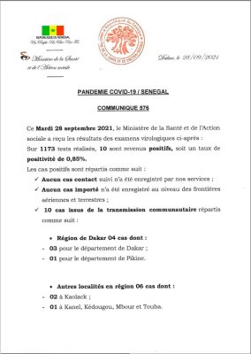Covid-19 : La courbe épidémiologique poursuit sa tendance baissière, 10 nouveaux cas, ce jour
