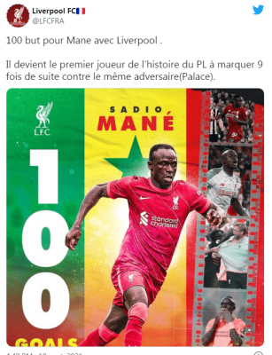 Liverpool : Sadio Mané marque et bat 2 records