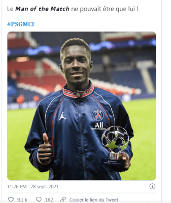 PSG – City : Gana Guèye désigné Homme du match !