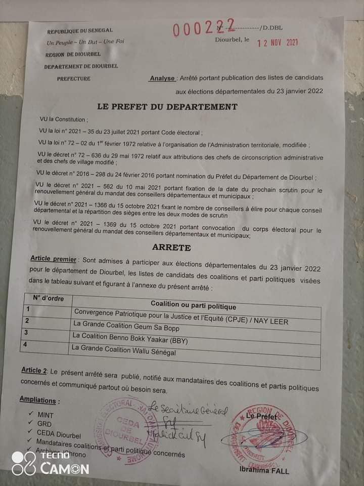 Diourbel : Les recours de YAW rejetés dans la commune et le département (Documents)