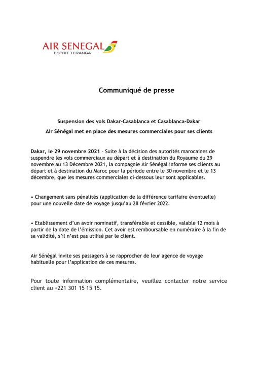 Covid-19 : Le variant Omicron suspend les vols Dakar-Casablanca et Casablanca-Dakar